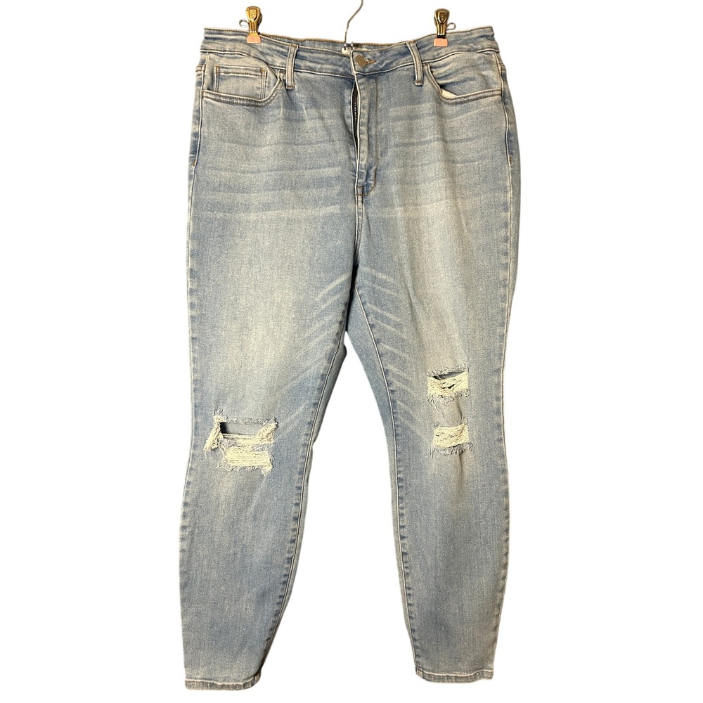 Ms. Cello Distressed High Rise Skinny Jeans Women Size 20 Light Blue AB17744ND3P